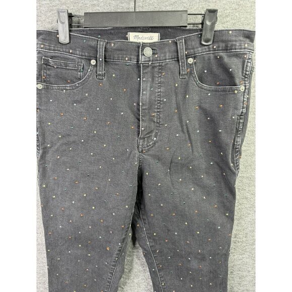 Madewell Womens 10" High-Rise Skinny Jeans Black Polka Dot Size 31 Stretch casua - Picture 6 of 6